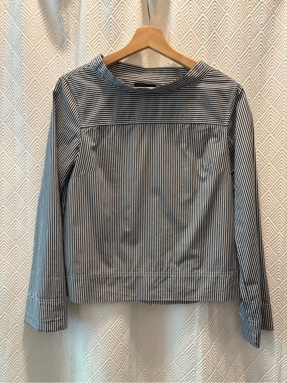 J.CREW Blue & White Cotton Striped Cotton Nautical Blouse Shoulder Buttons 2